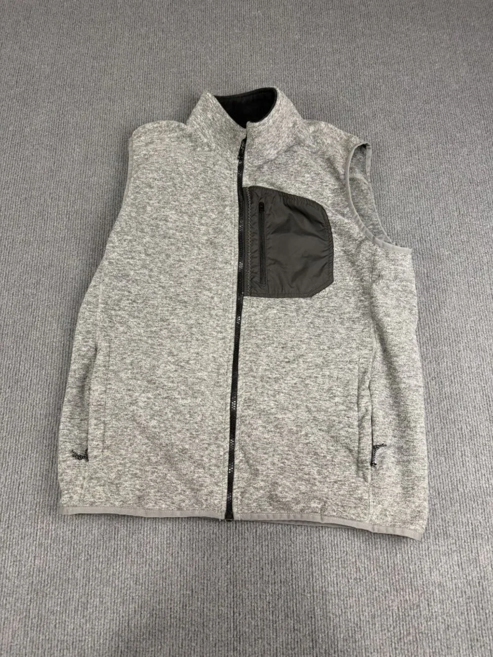 Lands End Mens Gray Full-Zip Fleece Vest With Chest Pocket M 38-40
